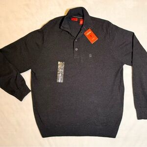 Izod Charcoal Gray Long-Sleeve Polo Sweater - NWT